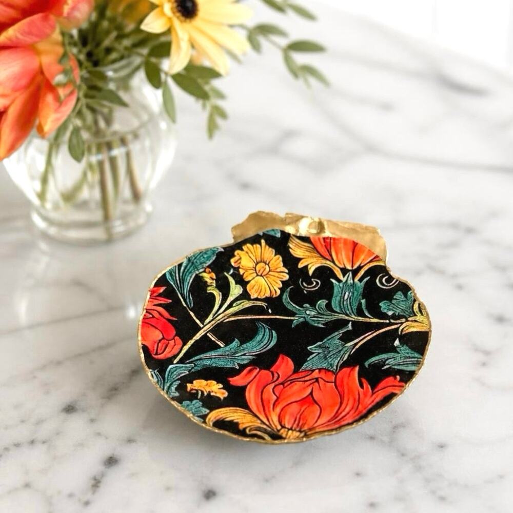 William Morris Shell Trinket Dish | Floral Jewelry Dish | Gift for Her
